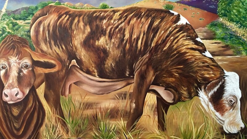 cows, desert, monsoon, calico, arizona