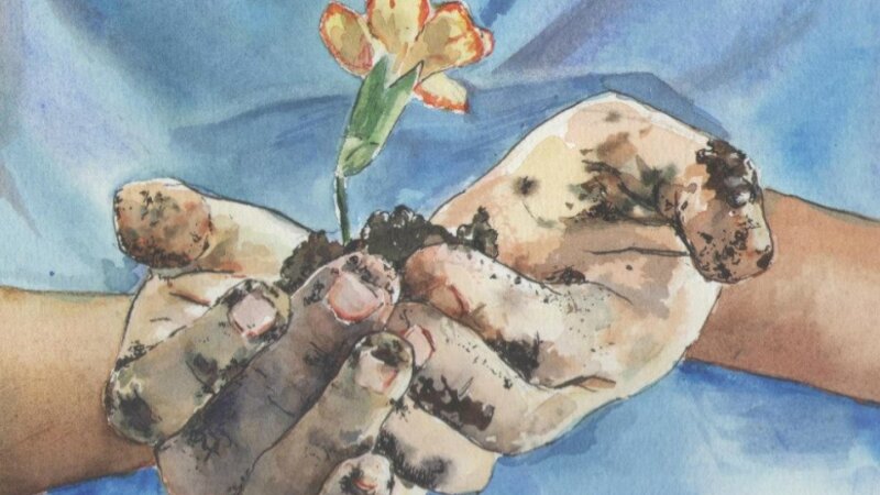 Watercolor and Pen inspired by MarieElliot's photograph 'Humble Gift'
