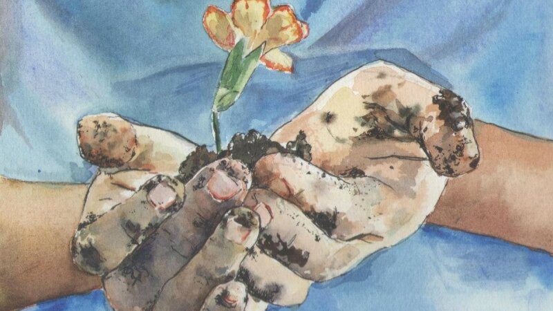 Watercolor and Pen inspired by MarieElliot's photograph 'Humble Gift'