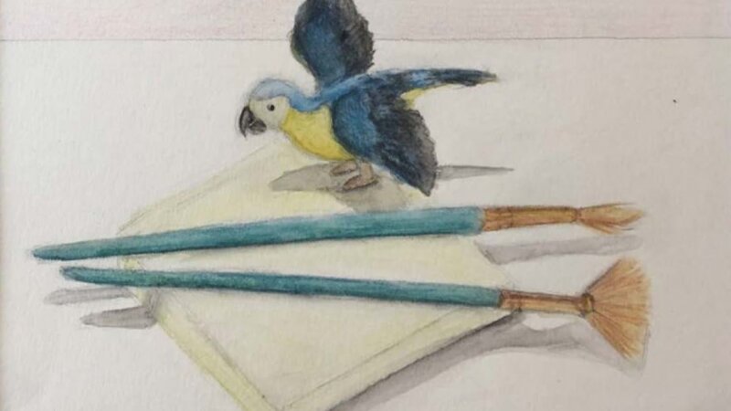 Still Life with Bird and Brushes