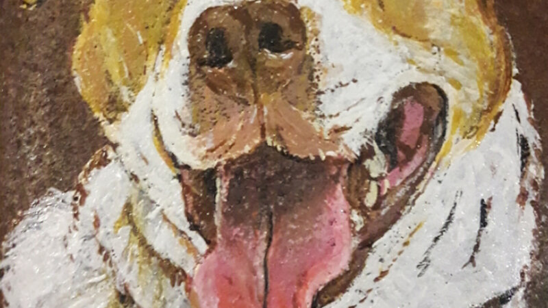 Two-toned dog portrait painted by request.