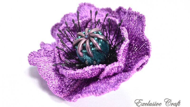 Brooch embroidered "Poppy"