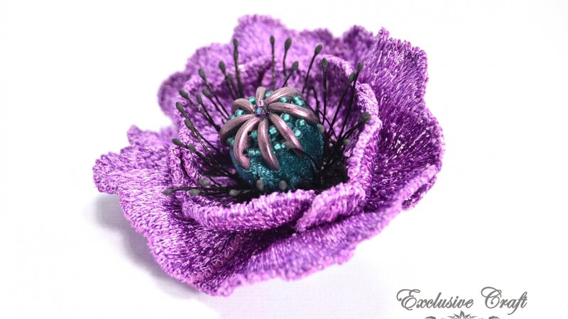 Brooch embroidered "Poppy"
