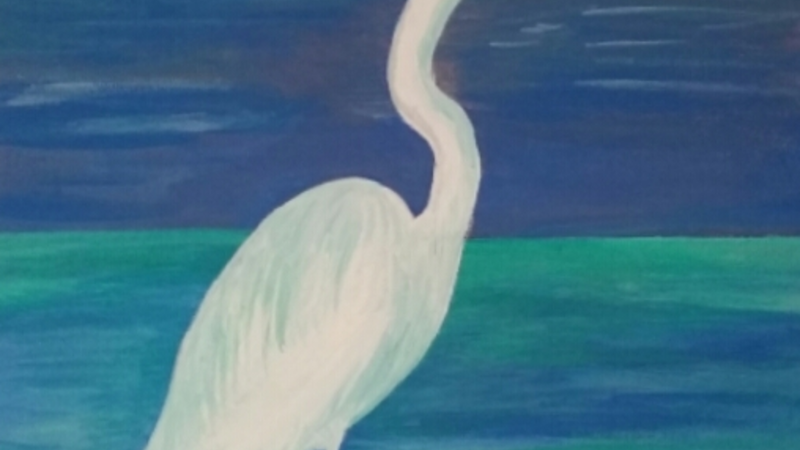 Egret painting/acrylic on canvas