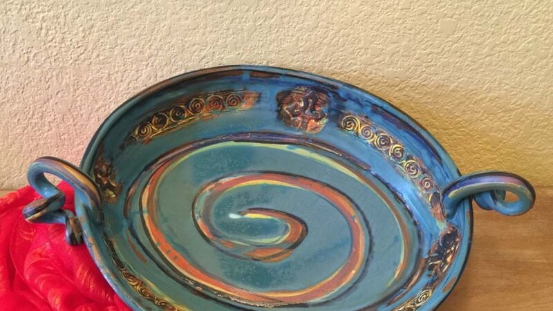 Turquoise Sunset Platter by Robin Gary