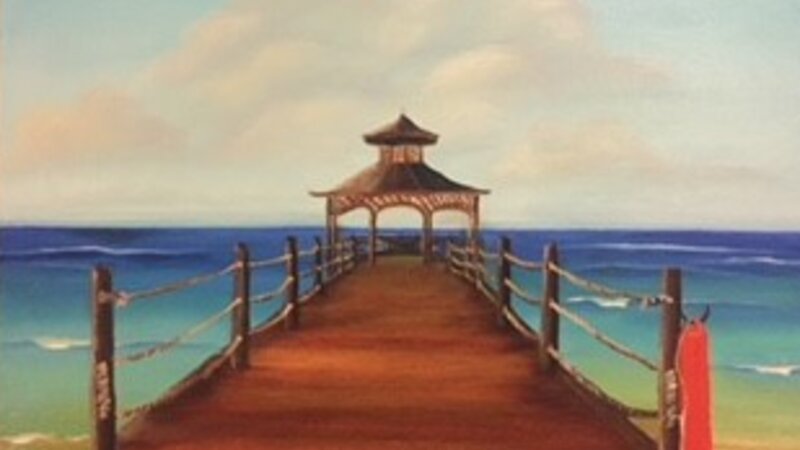 Ocean, Pier, Gazebo, Water, Sea