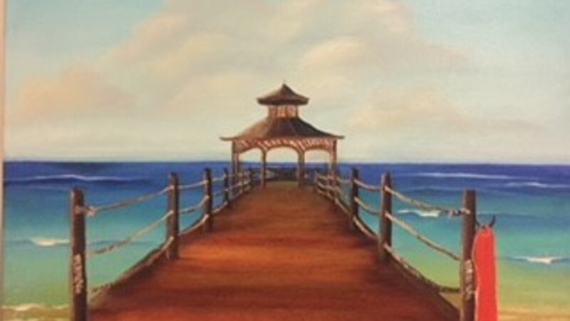 Ocean, Pier, Gazebo, Water, Sea