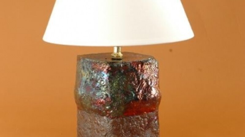 Raku Lamp no.2 in bold coppers/metallics