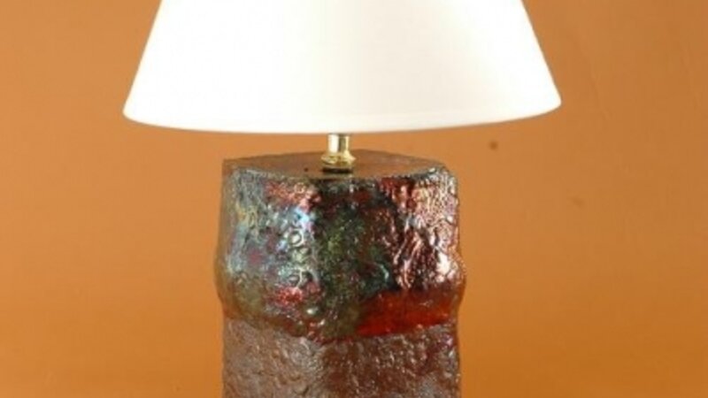 Raku Lamp no.2 in bold coppers/metallics