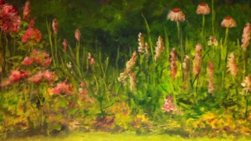 Flowers against the woods