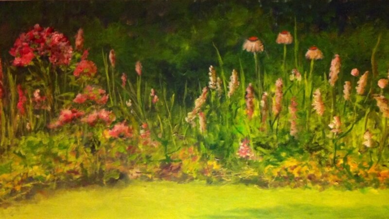 Flowers against the woods