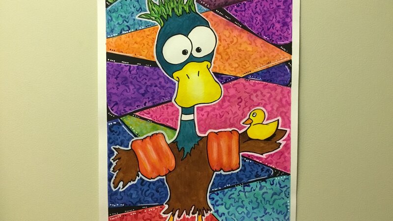 Milton the Mallard loves to swim with his rubber ducky. Safety first: don’t forget your water wings! 