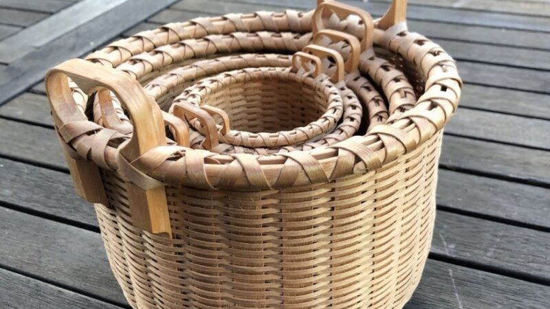 Nested set of black ash baskets