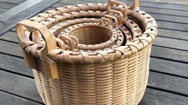Nested set of black ash baskets