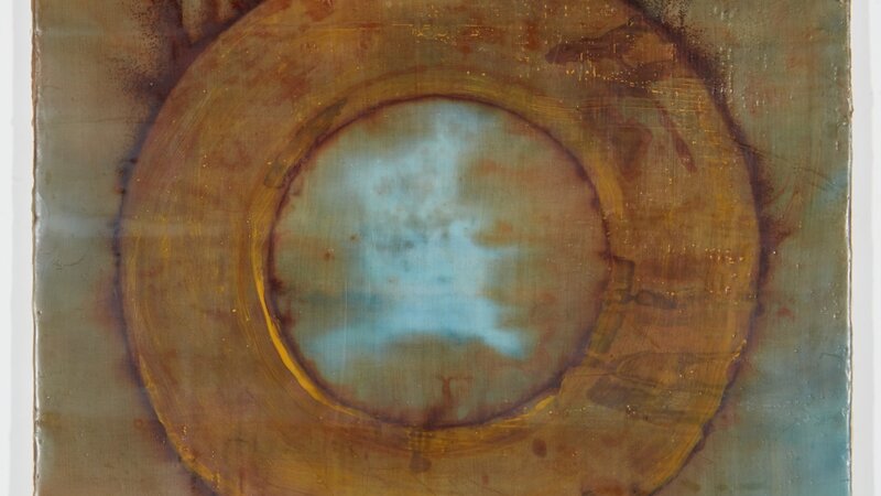 Encaustic painting, pigment sticks, beeswax, demar resin, Eco dying, transfer of rust to fabric