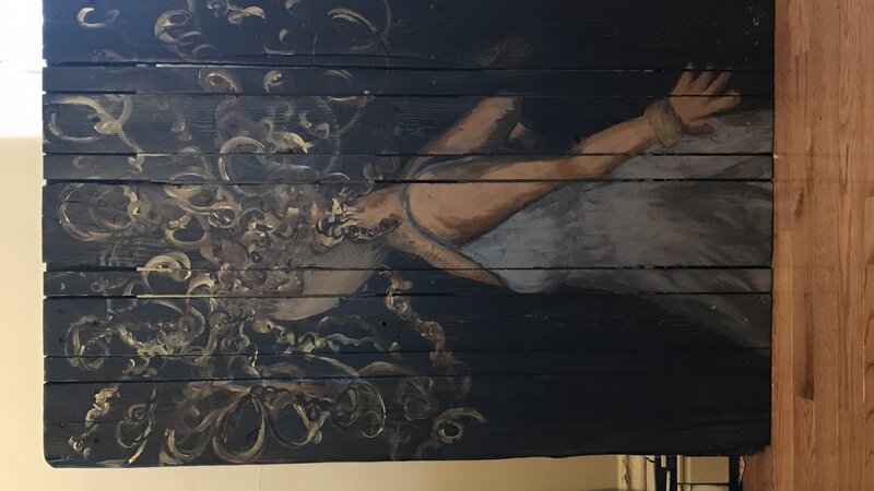 Hair I Am Painting on a pallet board