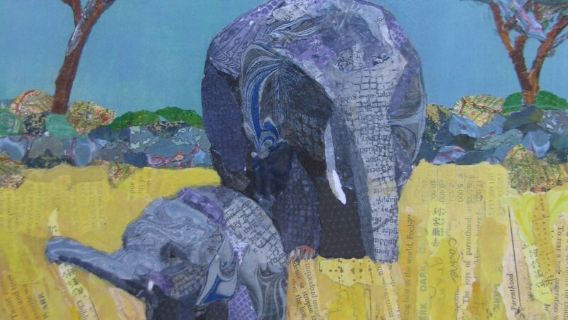 collage, elephants