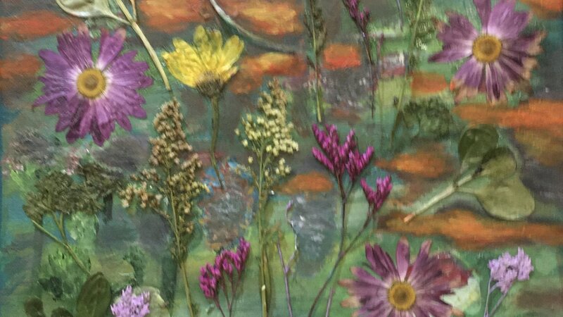 Picture with pressed flowers