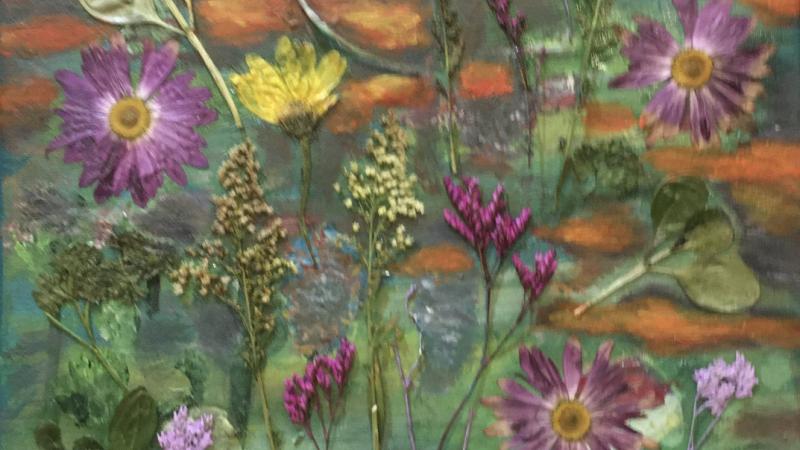 Picture with pressed flowers