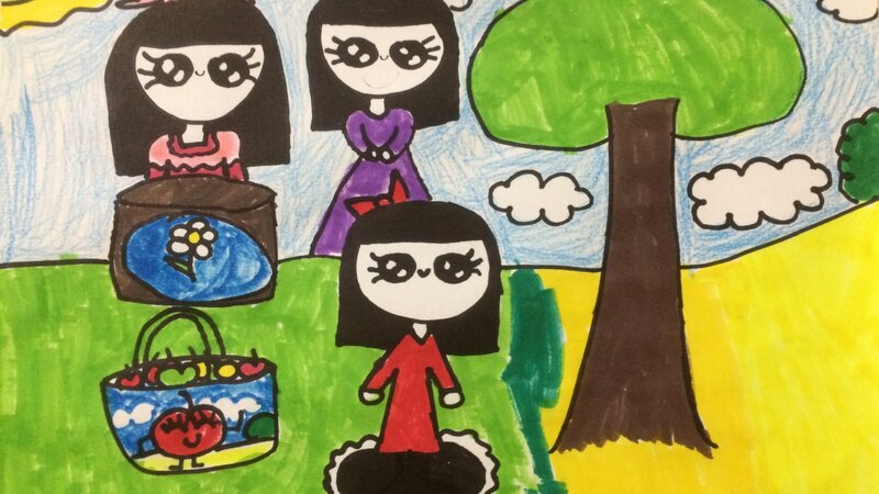 Girls with apples