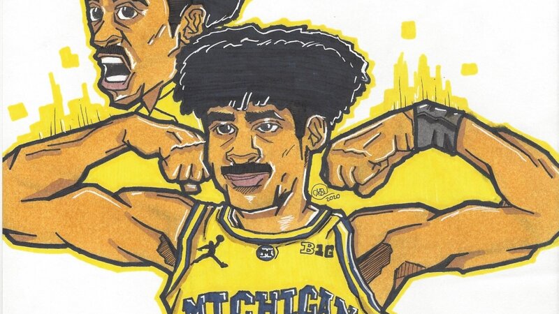 Jordan Poole, Jordan Poole Drawing, Jordan Poole Art, Michigan Basketball, Michigan Basketball Art, College Basketball Art