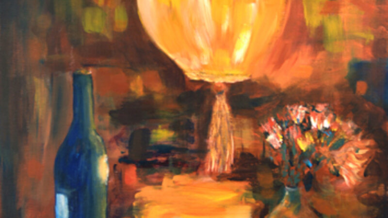 Lamp, Bottle, Flowers