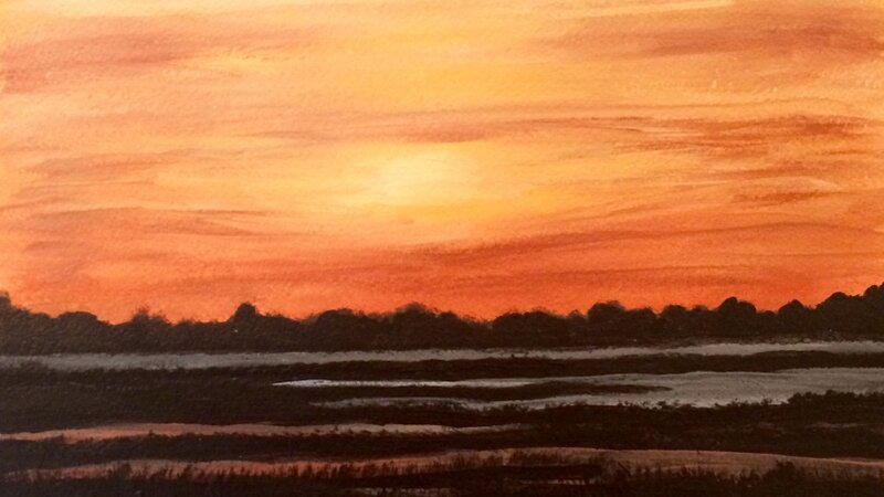 marsh, lowlands, Georgia, sunset