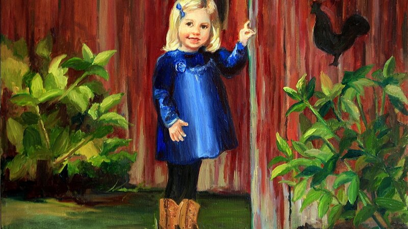 Little Cow Girl At Barn