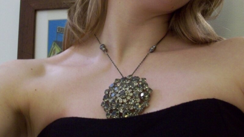 Vintage style brooch necklace with freshwater pearls
