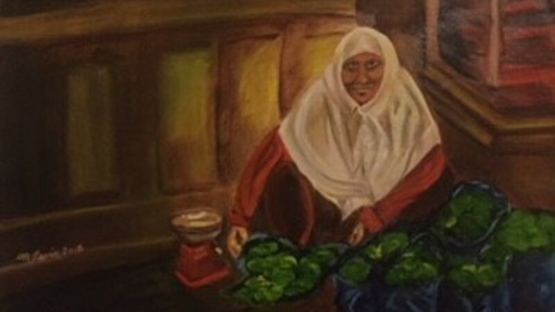 merchant, woman, hijab, shuk, market