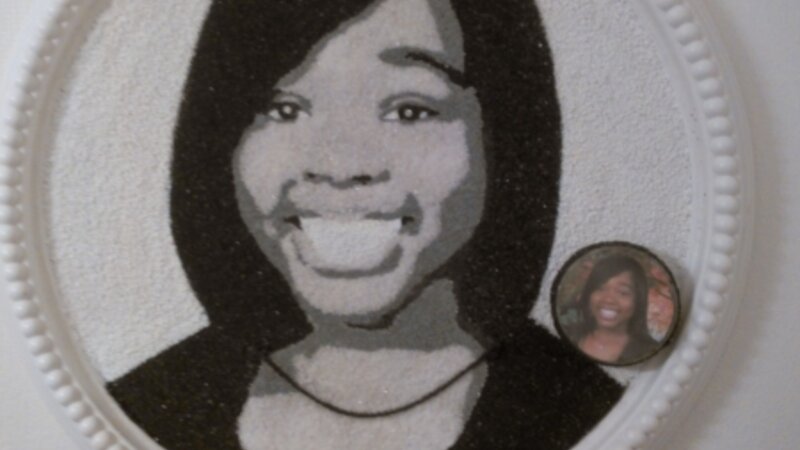 N. Brady Black and White Sand Portrait  