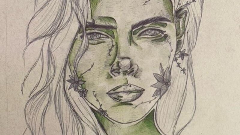 Mediums used were black sharpie and green highlighter