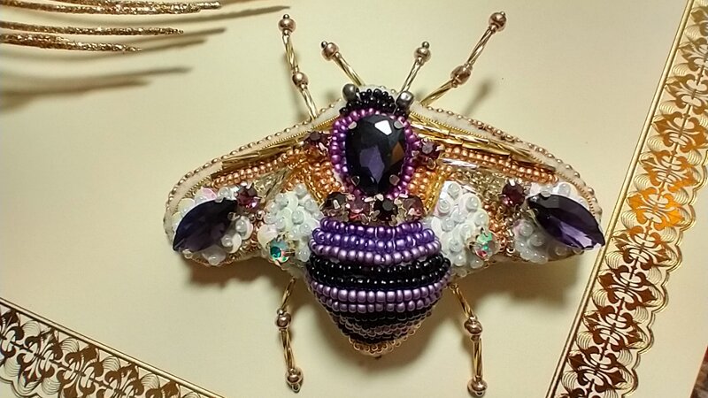Purple Wasp Brooch