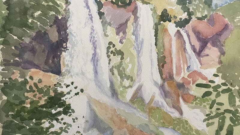 Rifle Falls, Watercolor on Paper
