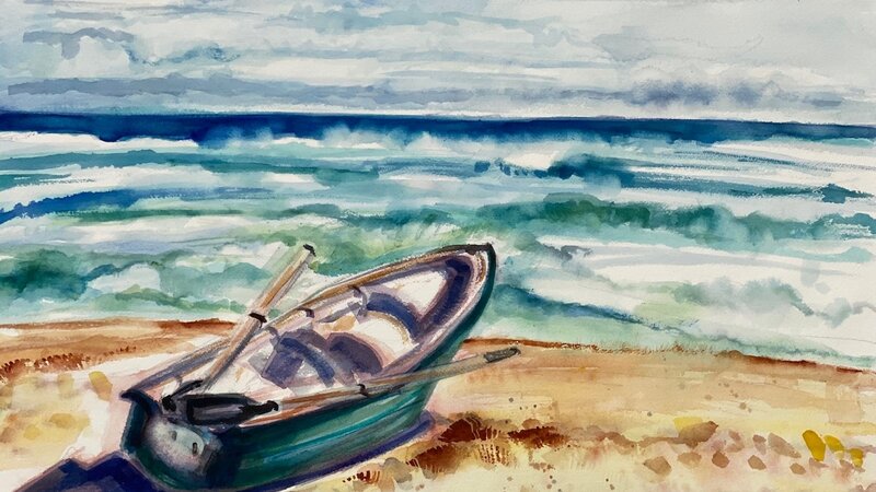 Seascape with Rowboat