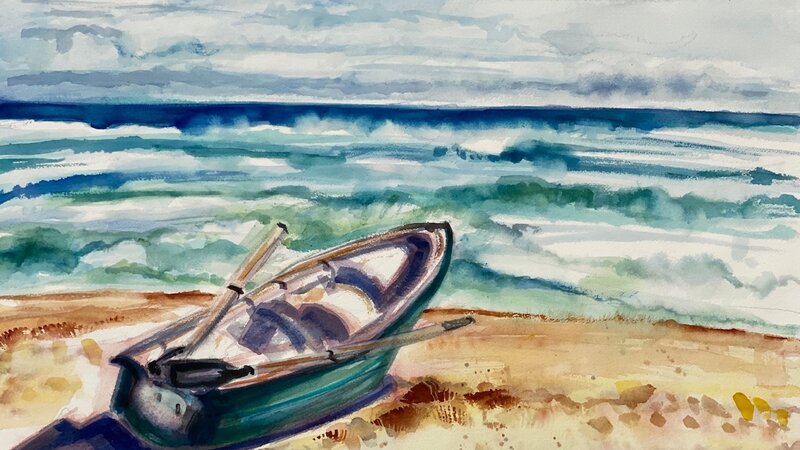 Seascape with Rowboat