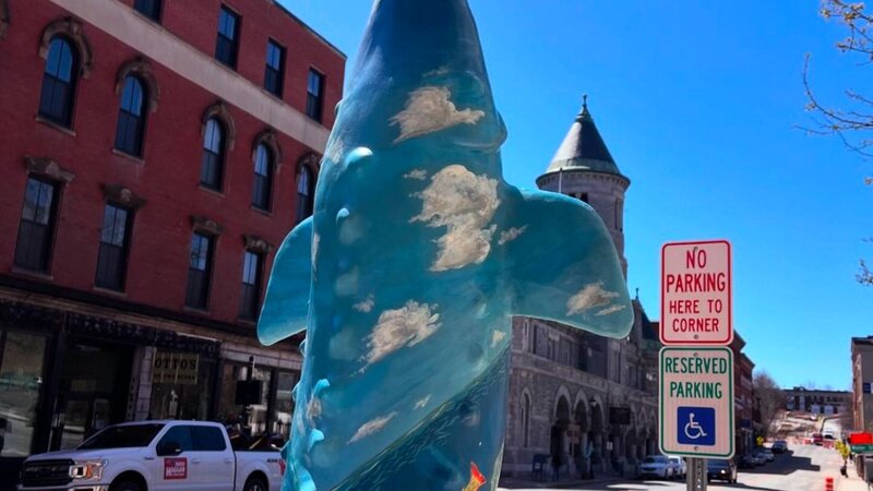 statue of a sturgeon on water st
