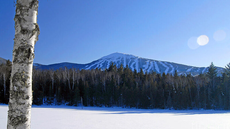 Winter landscape Sugarloaf USA, snow covered mountain, Maine