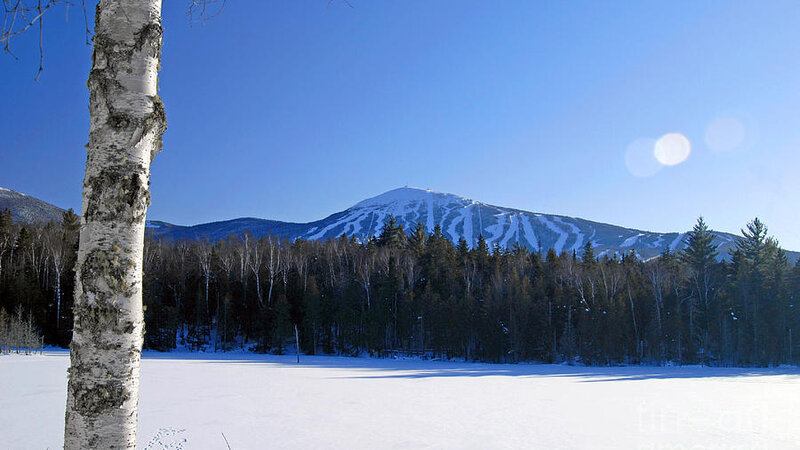 Winter landscape Sugarloaf USA, snow covered mountain, Maine