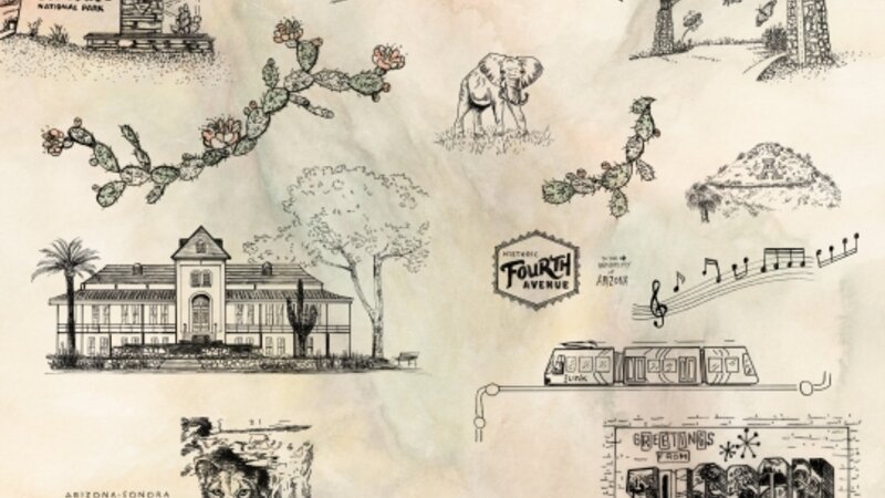 Tucson, My Home, map drawings