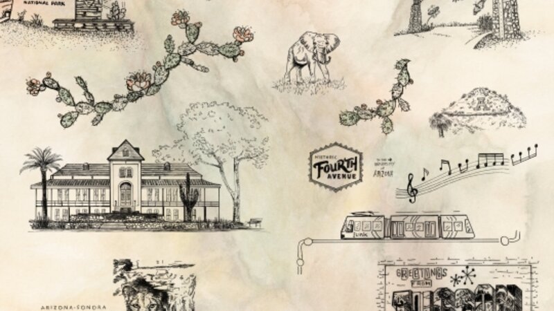 Tucson, My Home, map drawings