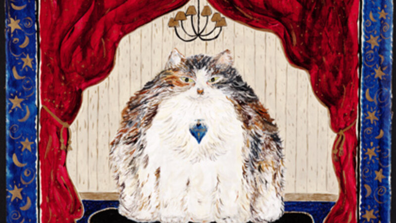acrylic on cardboard of a fat cat named Rotunda