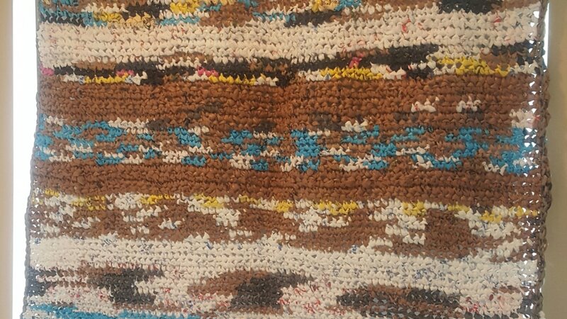 Walkin Blues. (2017) Ann-Marie Williams. Recycle plastic grocery bags into artwork.