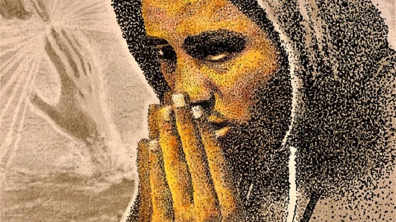 Pen and ink with colored pencil drawing