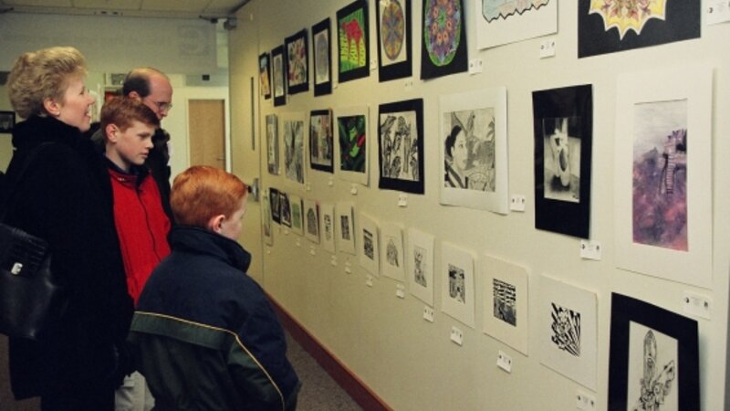 19th Annual Exhibit Attendees at the 2005 awards reception taking in the artwork on display
