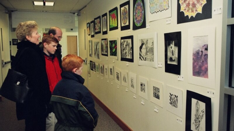 19th Annual Exhibit Attendees at the 2005 awards reception taking in the artwork on display