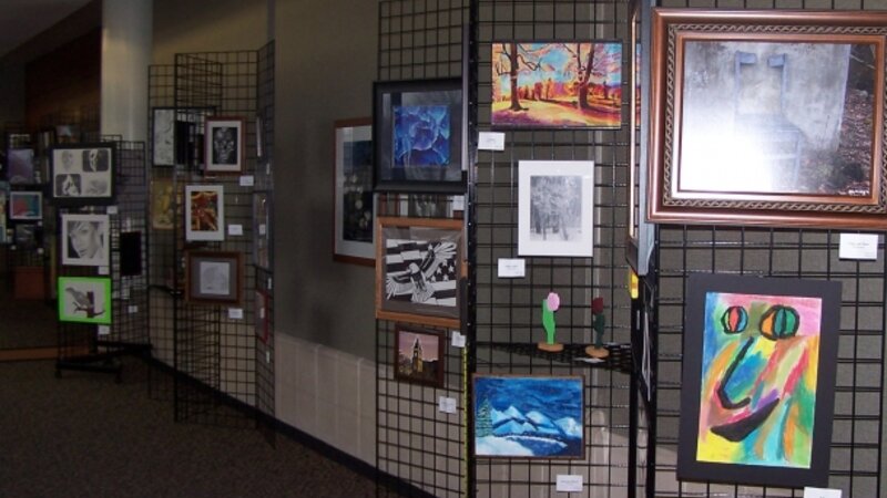 1st Annual Exhibit Artwork lining the skywalk at Aurora St. Luke's Medical Center