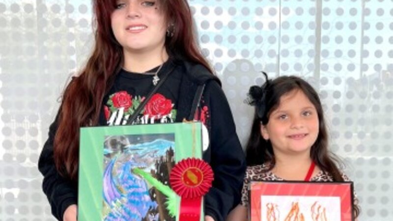 Artists Victoria ( 14yrs) and Jacquelyn (8yrs)  Escamilla