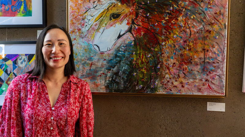 Painting entitled, "The Fire Horse", Honorable Mention award winner by Amateur artist Bich-Ngan Steward