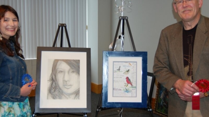 5th Annual Exhibit Self Portrait #1 & A Page from my Birder's Journal